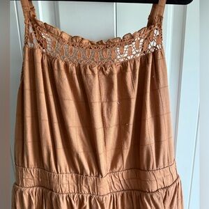 Torrid Brown Midi Skirt with Crochet Detail